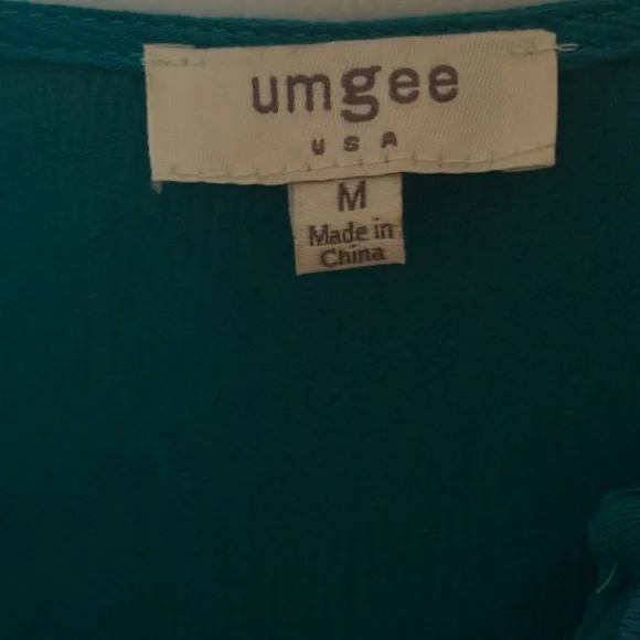 Umgee Teal Embroidered Long Sleeve Boho Dress - Picture 3 of 3